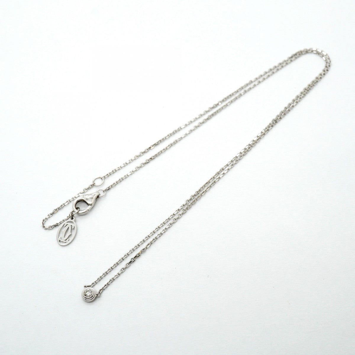 【6jfb0509】カルティエ ネックレス ダムール XS/1PD K18WG ホワイトゴールド ダイヤモンド【中古】レディース