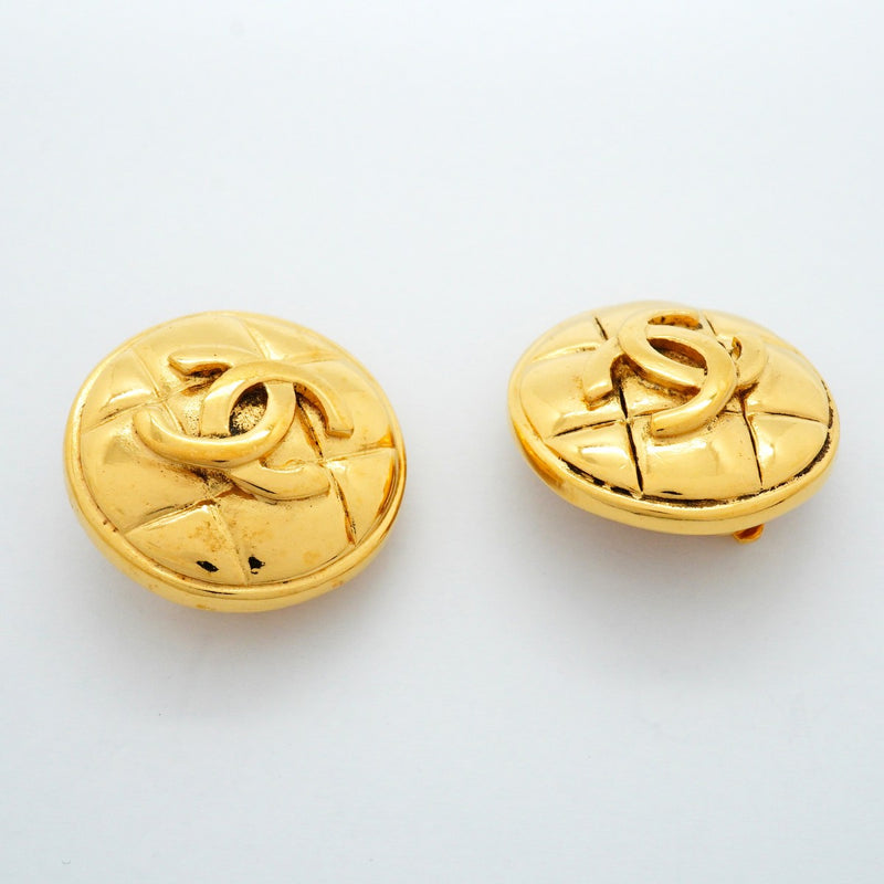【6jfb0532】シャネル イヤリング ヴィンテージ ココマーク マトラッセ 丸型 サークル GPメッキ ゴールド【中古】レディース