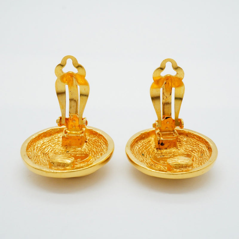 【6jfb0532】シャネル イヤリング ヴィンテージ ココマーク マトラッセ 丸型 サークル GPメッキ ゴールド【中古】レディース