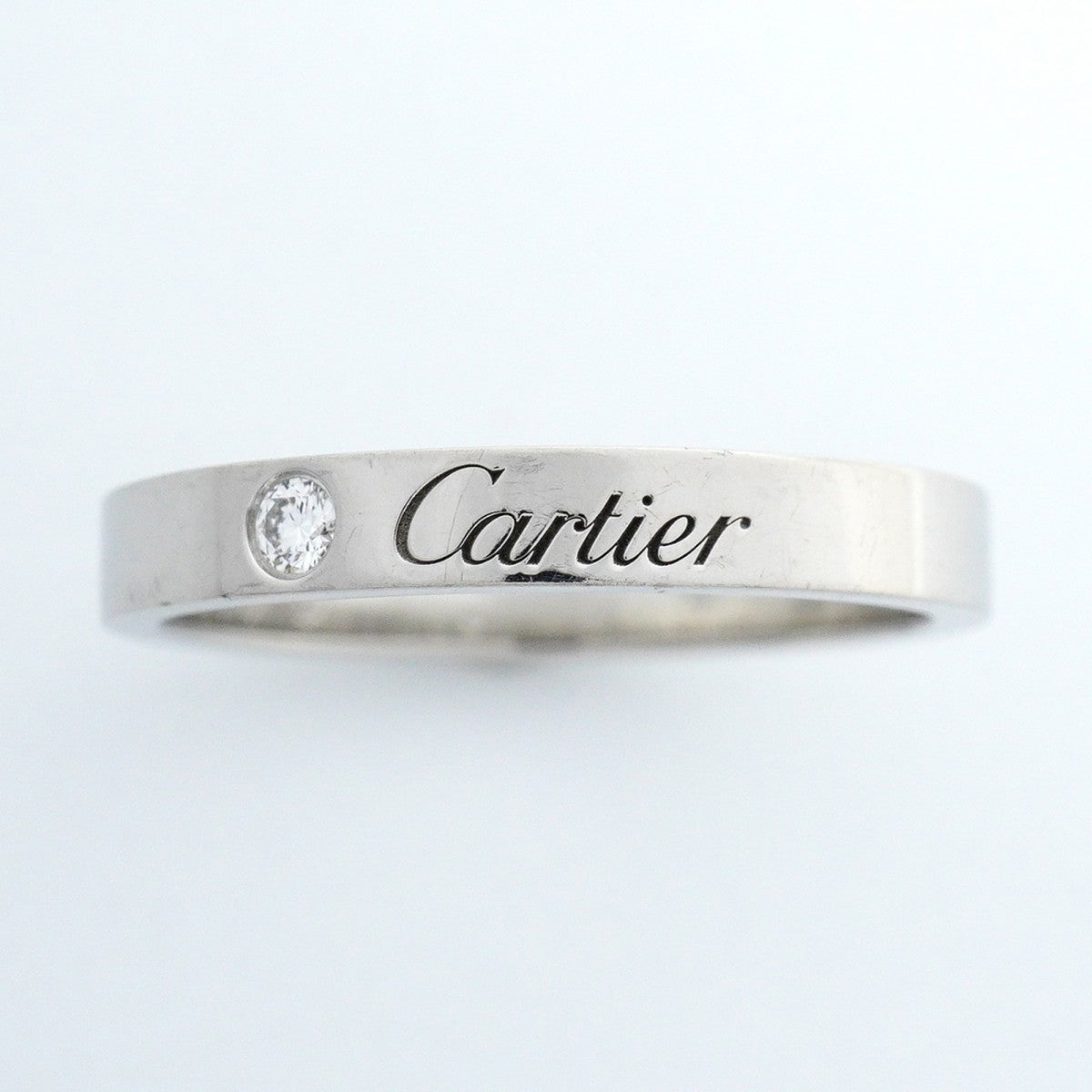【6jfb0533】カルティエ リング Cドゥ/エングレーブド 1PD Pt950 プラチナ ダイヤモンド ＃58【中古】メンズ