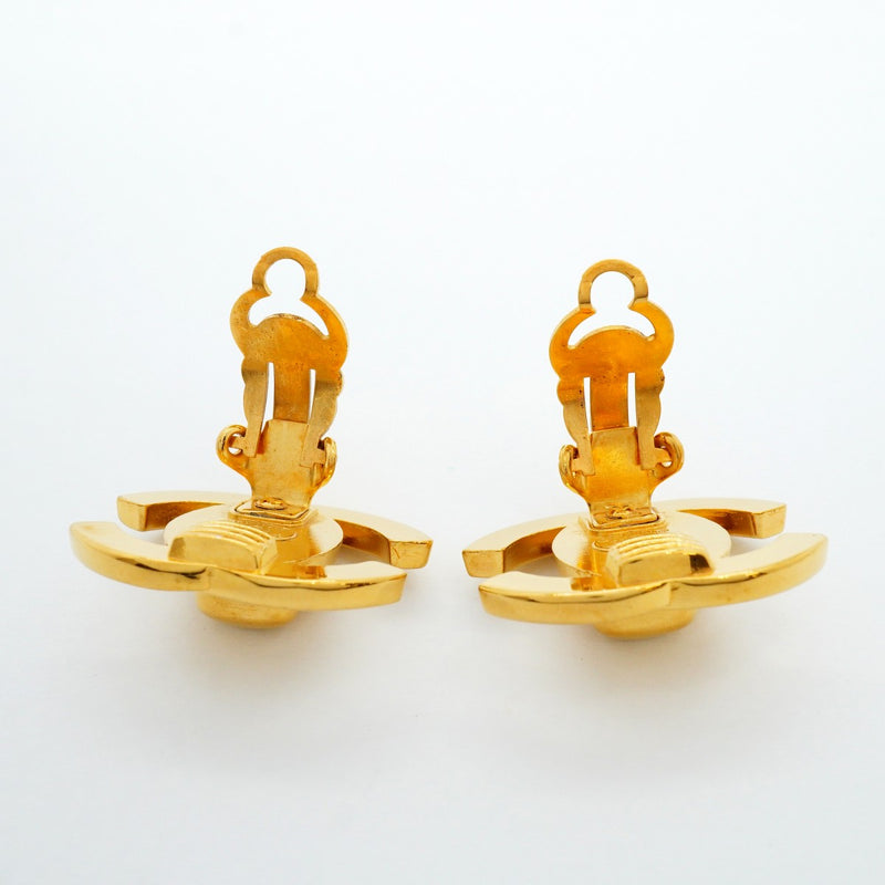 【6jfb0537-k】シャネル イヤリング ヴィンテージ ココマーク ターンロック GPメッキ ゴールド【中古】レディース