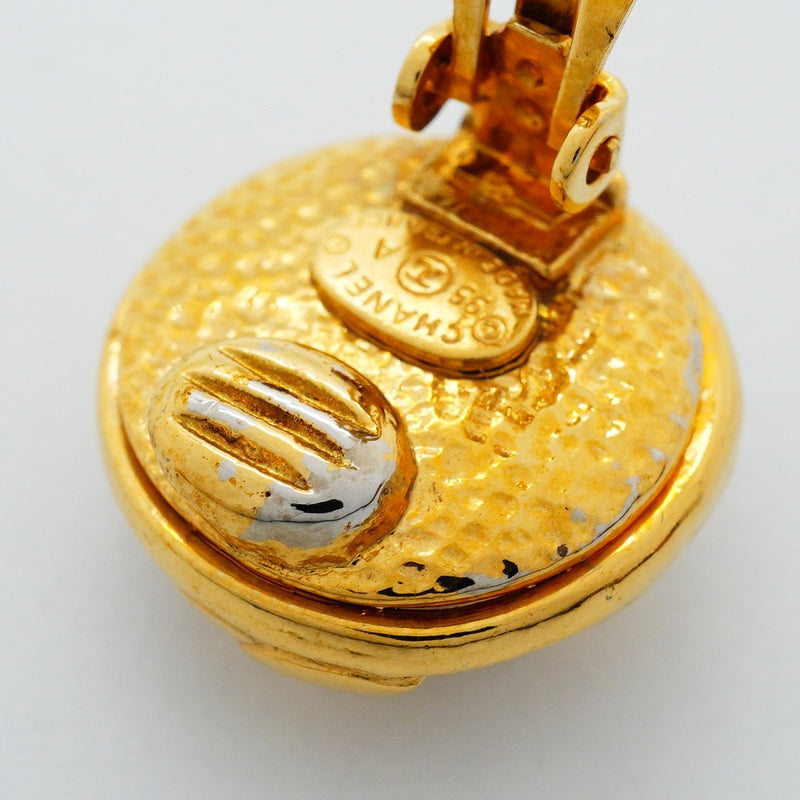 【6jfb0546】シャネル イヤリング ヴィンテージ ココマーク 丸型 サークル GPメッキ ラインストーン ゴールド【中古】レディース
