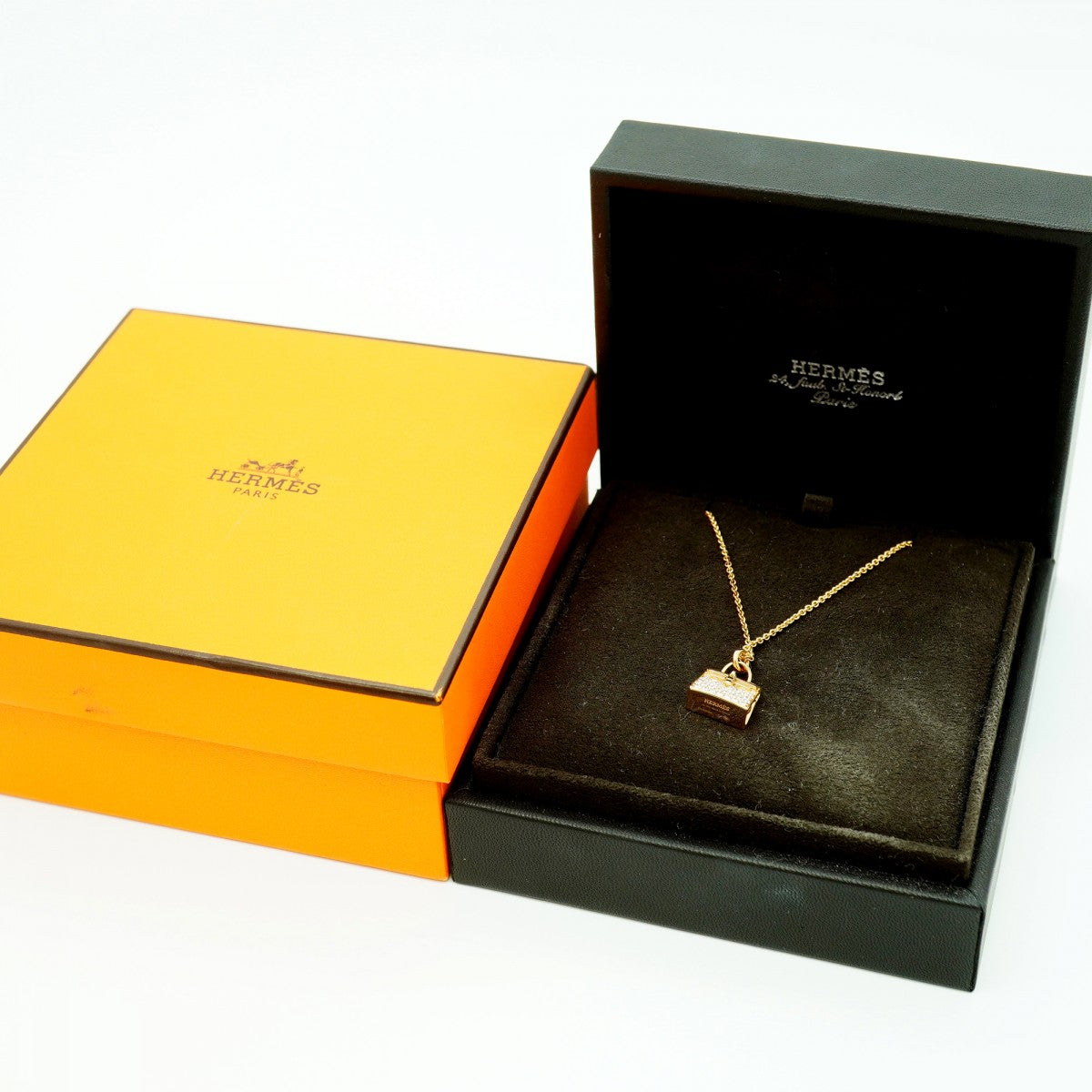 【6jfb0560】エルメス ネックレス アミュレット/ケリー K18PG ピンクゴールド ダイヤモンド【中古】レディース