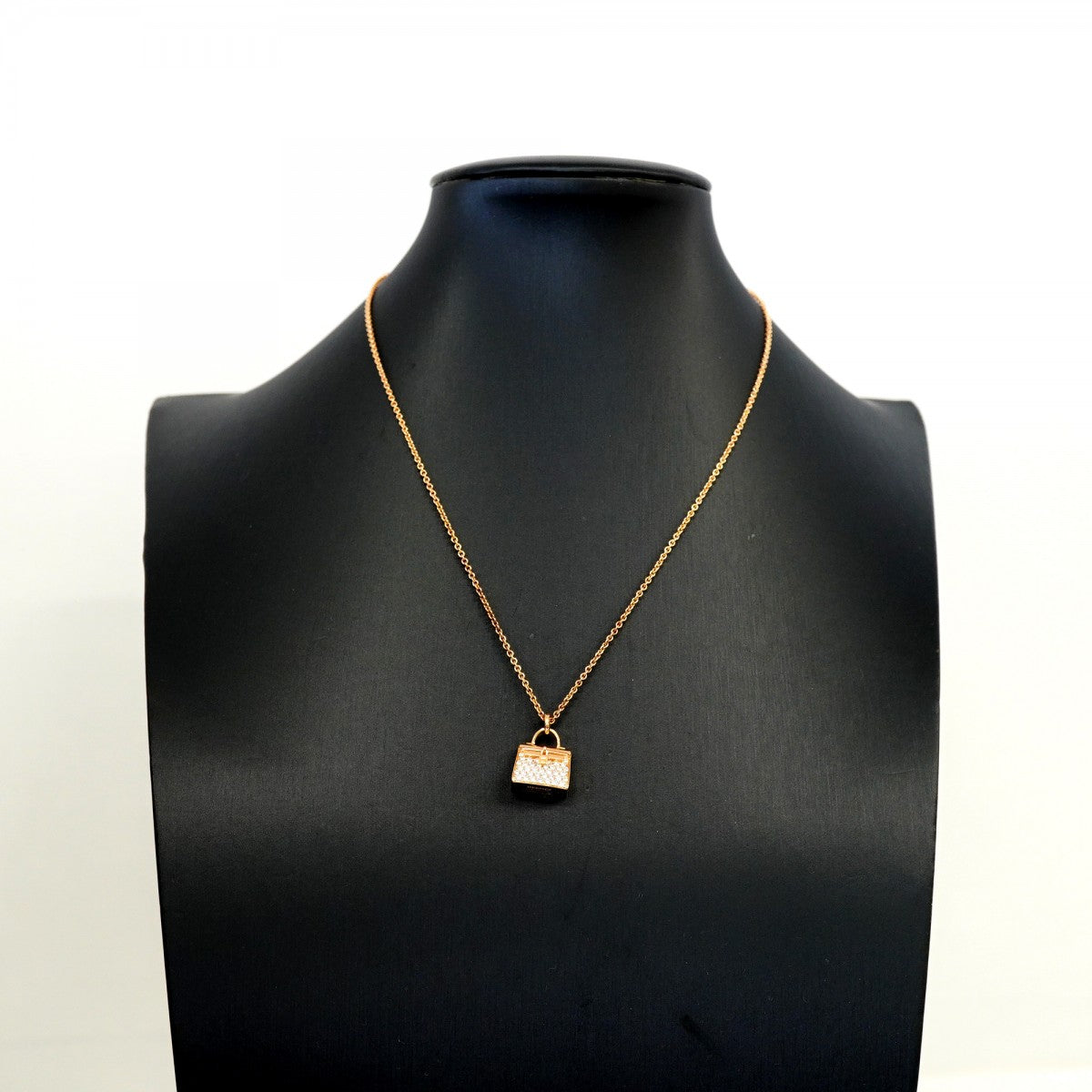 【6jfb0560】エルメス ネックレス アミュレット/ケリー K18PG ピンクゴールド ダイヤモンド【中古】レディース