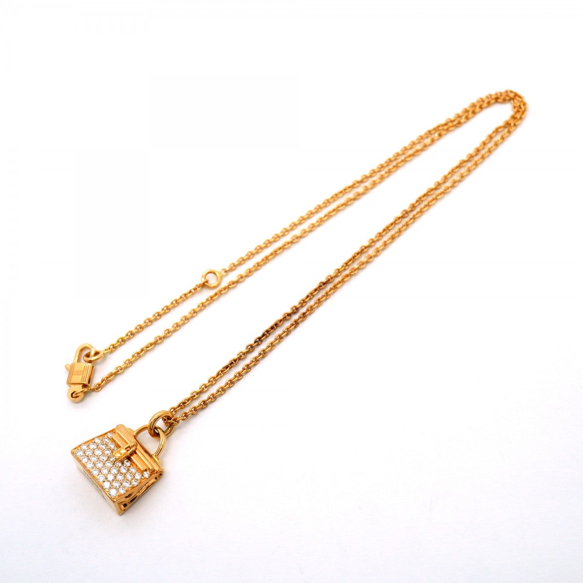 【6jfb0560】エルメス ネックレス アミュレット/ケリー K18PG ピンクゴールド ダイヤモンド【中古】レディース