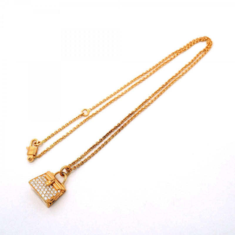 【6jfb0560】エルメス ネックレス アミュレット/ケリー K18PG ピンクゴールド ダイヤモンド【中古】レディース