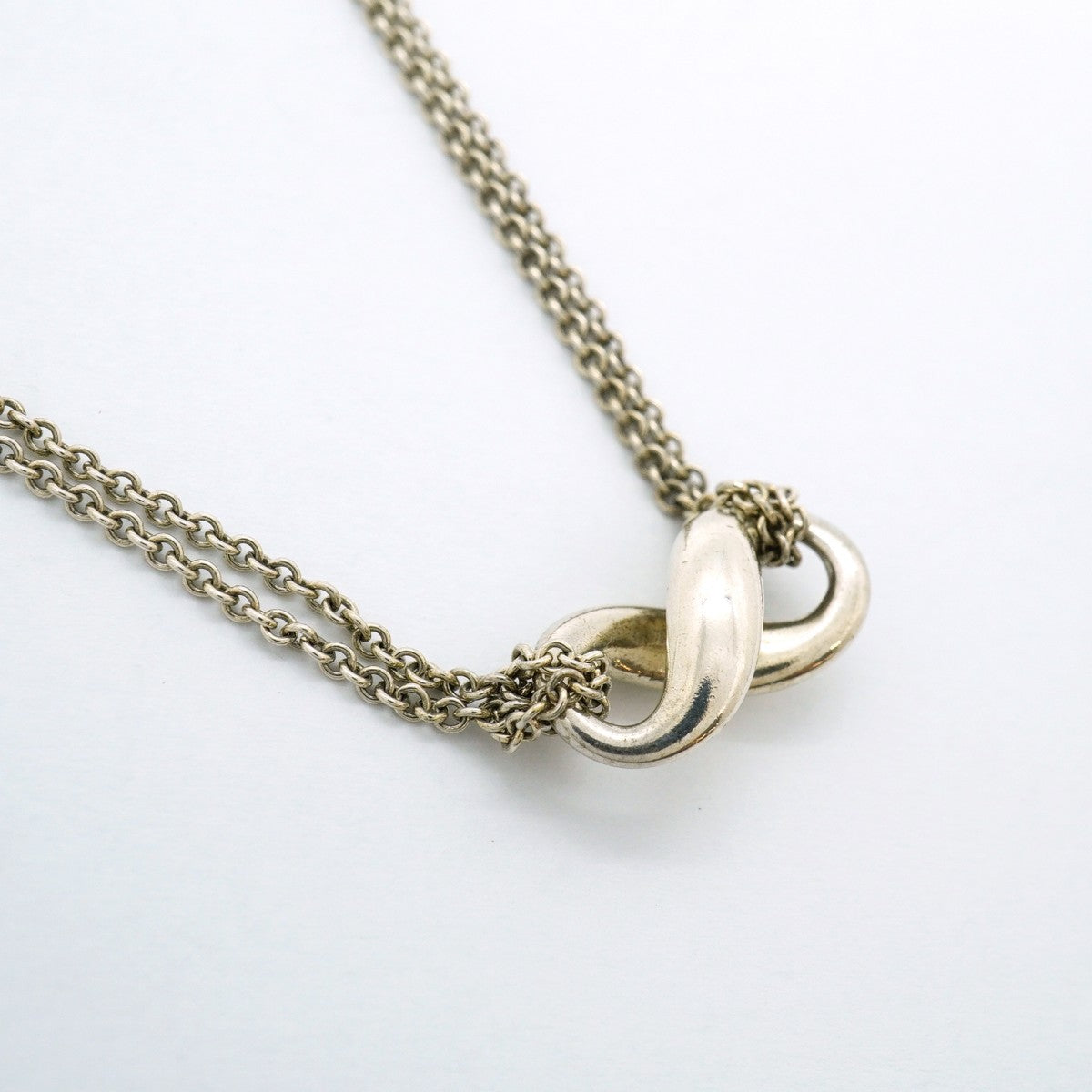 【6jfb0562】ティファニー ネックレス インフィニティ ダブルチェーン シルバー925【中古】レディース