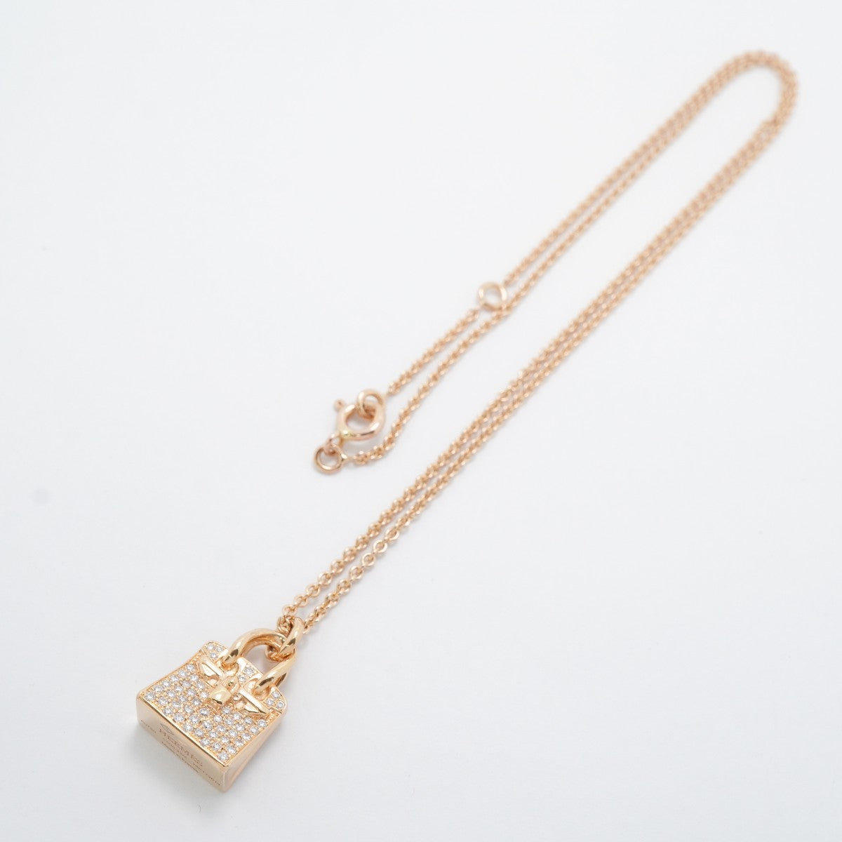 【6jfb0574】エルメス ネックレス アミュレット/バーキン K18PG ピンクゴールド ダイヤモンド【中古】レディース