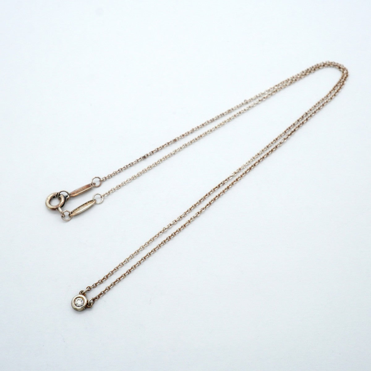 【6jfb0590-k】ティファニー ネックレス バイザヤード 1PD シルバー925 ダイヤモンド【中古】レディース