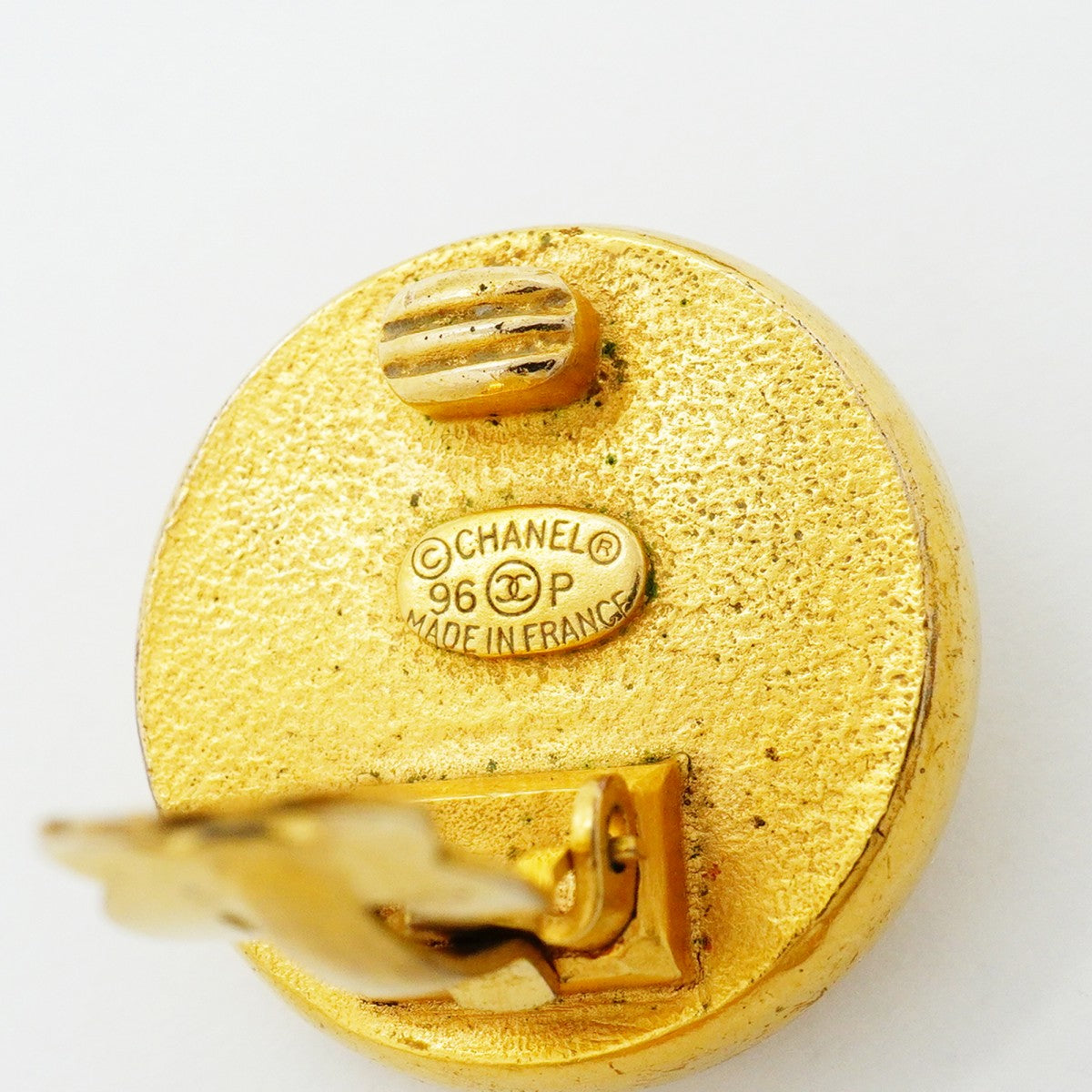【6jfb0593】シャネル イヤリング ヴィンテージ シャネルロゴ 丸型 サークル GPメッキ フェイクパール ゴールド【中古】レディース