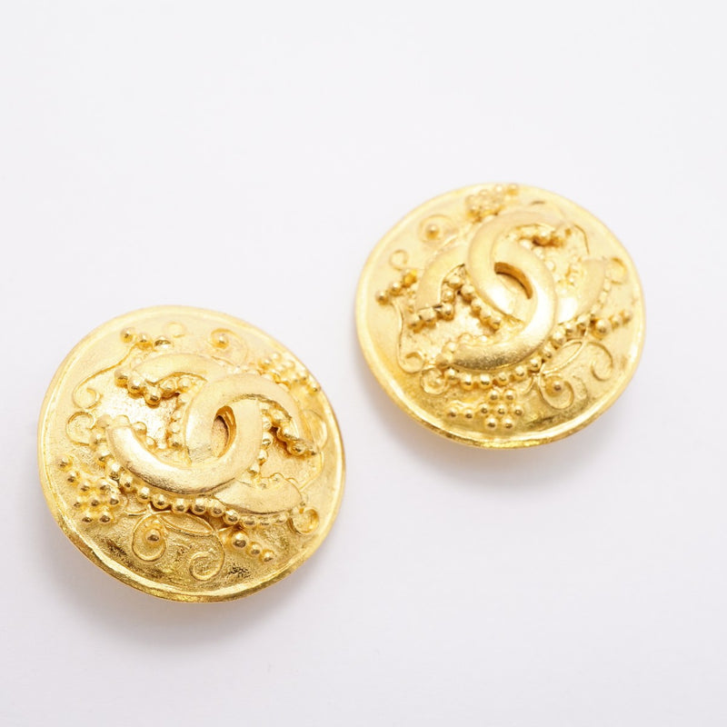 【6jfb0599-k】シャネル イヤリング ヴィンテージ ココマーク 丸型 サークル GPメッキ ゴールド【中古】レディース