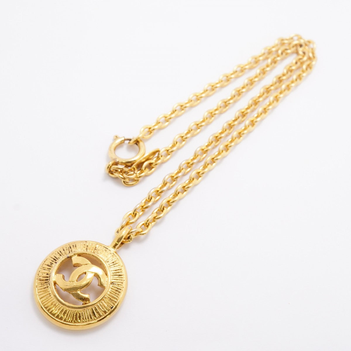 【6jfb0605-k】シャネル ネックレス ヴィンテージ ココマーク 丸型 サークル GPメッキ ゴールド【中古】レディース