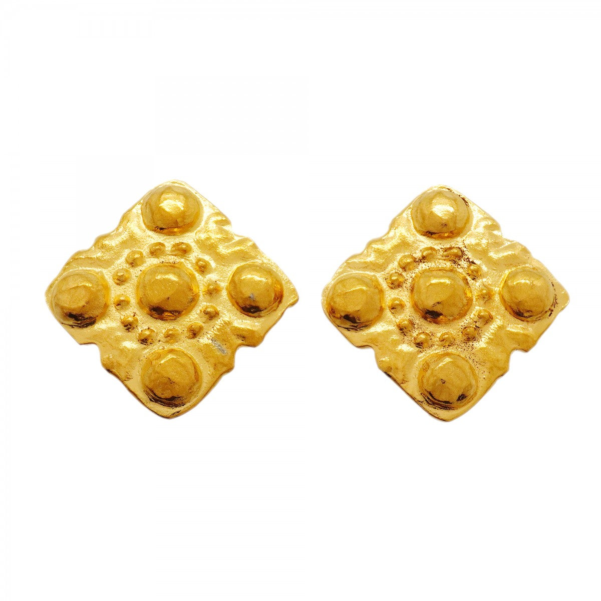 【6jfb0615-k】シャネル イヤリング ヴィンテージ 菱形 GPメッキ ゴールド【中古】レディース