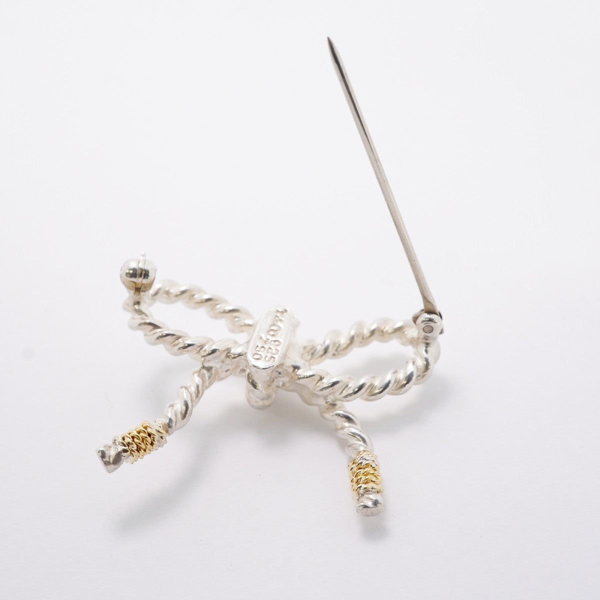 【6jfb0617-k】ティファニー ブローチ リボン K18YG イエローゴールド シルバー925【中古】レディース