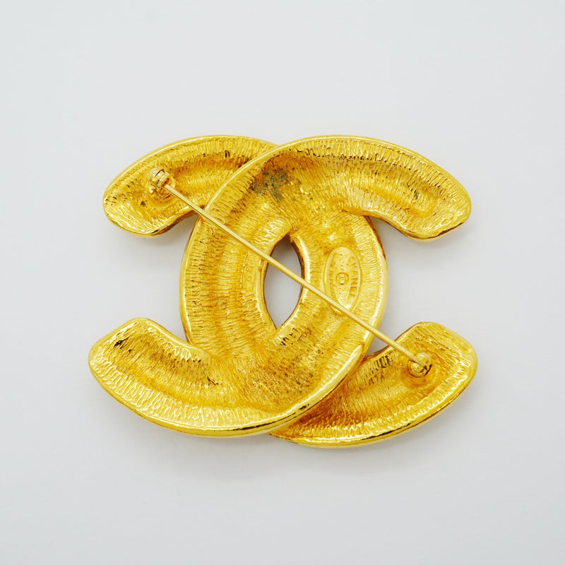 【6jfb0630-k】シャネル ブローチ ヴィンテージ ココマーク マトラッセ GPメッキ ゴールド【中古】レディース