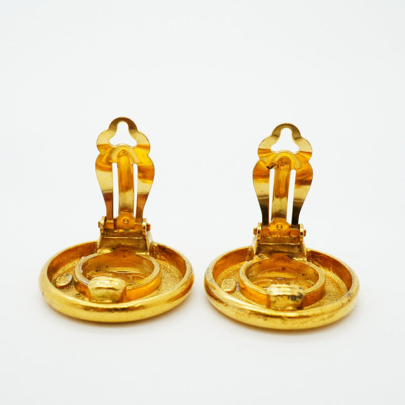 【6jfb0635-k】シャネル イヤリング ヴィンテージ ココマーク 丸型 サークル GPメッキ ゴールド【中古】レディース