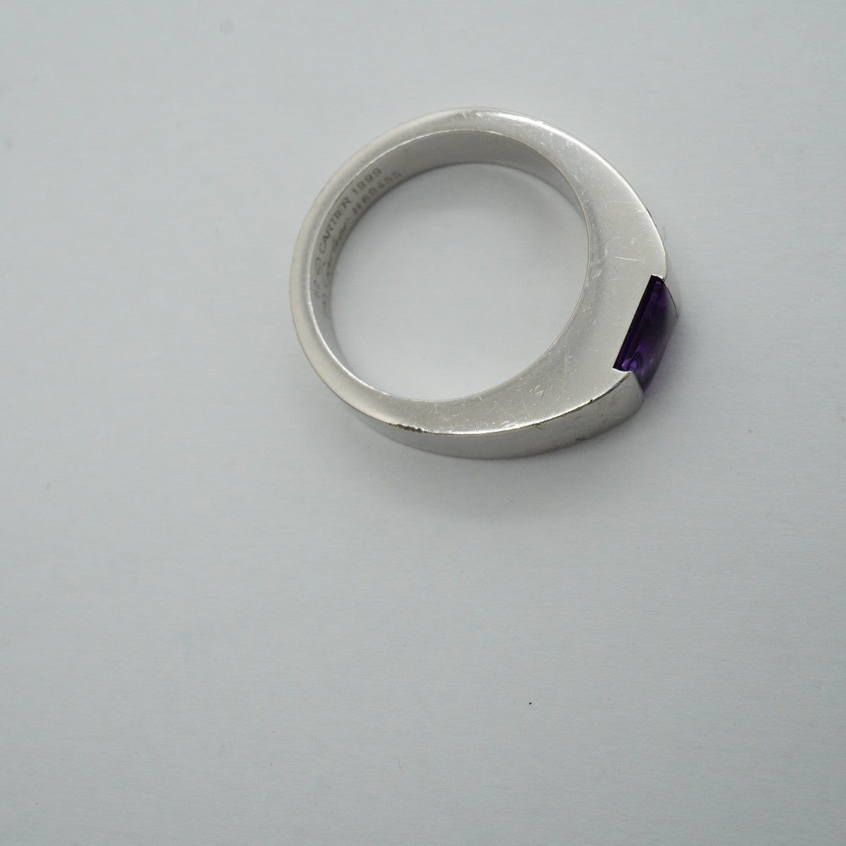【6jfb0638】カルティエ リング タンク K18WG ホワイトゴールド アメジスト パープル ＃52【中古】レディース