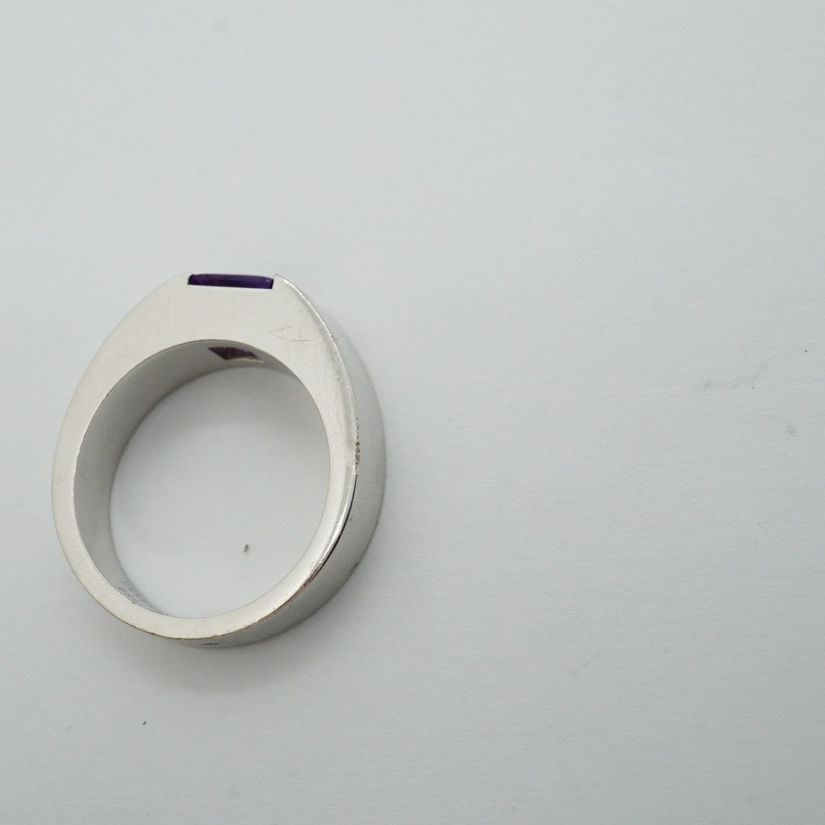 【6jfb0638】カルティエ リング タンク K18WG ホワイトゴールド アメジスト パープル ＃52【中古】レディース