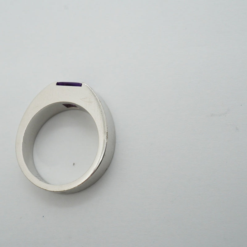 【6jfb0638】カルティエ リング タンク K18WG ホワイトゴールド アメジスト パープル ＃52【中古】レディース