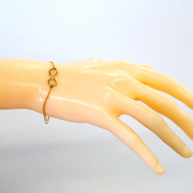 【6jfb0642】ティファニー ブレスレット インフィニティ ダブルチェーン K18PG ピンクゴールド【中古】レディース