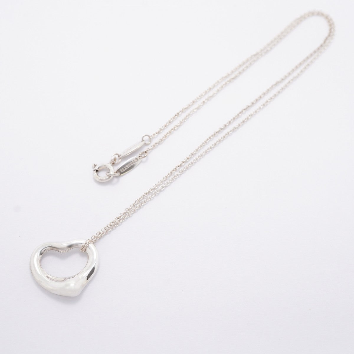 【6jfb0651-k】ティファニー ネックレス オープンハート シルバー925【中古】レディース