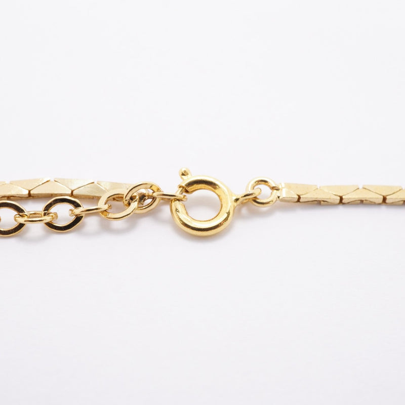 【6jfb0653-k】クリスチャンディオール ネックレス GPメッキ ラインストーン ゴールド【中古】レディース
