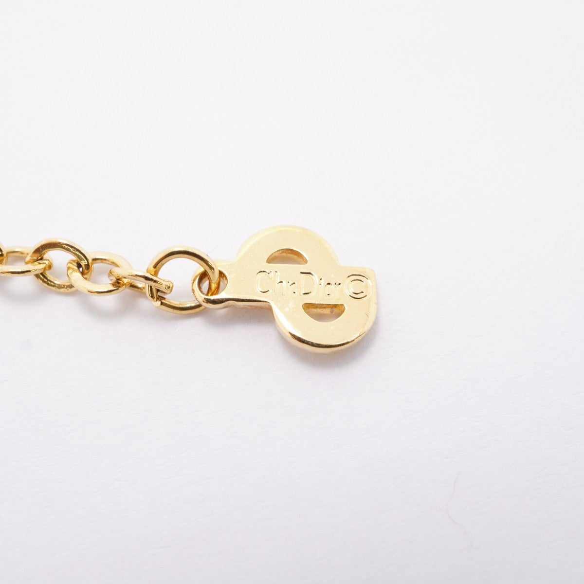 【6jfb0653-k】クリスチャンディオール ネックレス GPメッキ ラインストーン ゴールド【中古】レディース