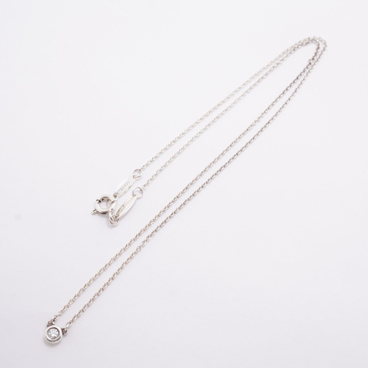 【6jfb0655-k】ティファニー ネックレス バイザヤード 1PD シルバー925 ダイヤモンド【中古】レディース