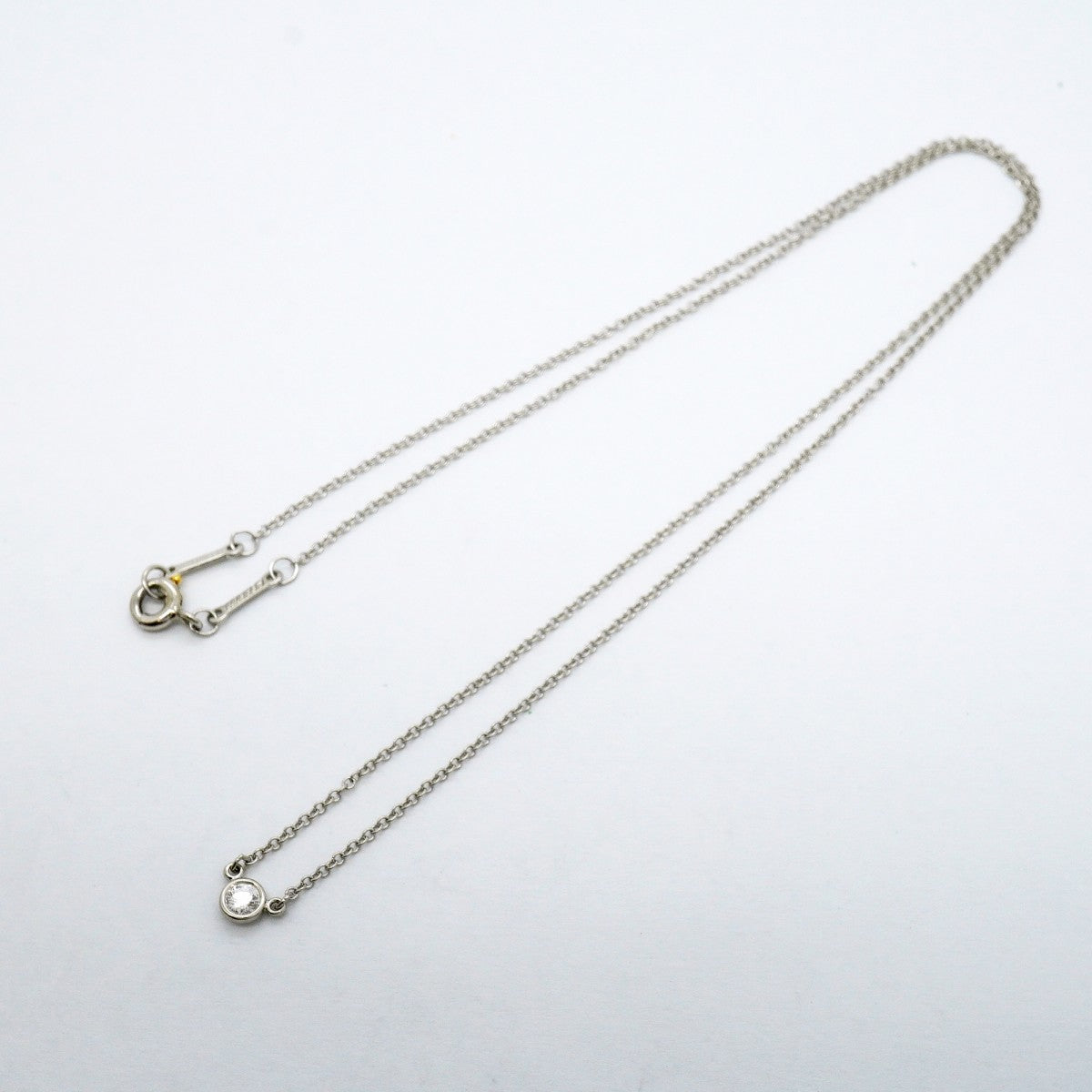【6jfb0693】ティファニー ネックレス バイザヤード 1PD Pt950 プラチナ ダイヤモンド【中古】レディース