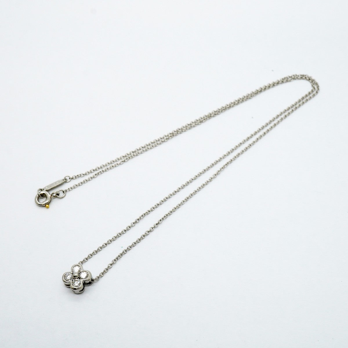 【6jfb0694】ティファニー ネックレス ベゼルセット 4PD Pt950 プラチナ ダイヤモンド【中古】レディース
