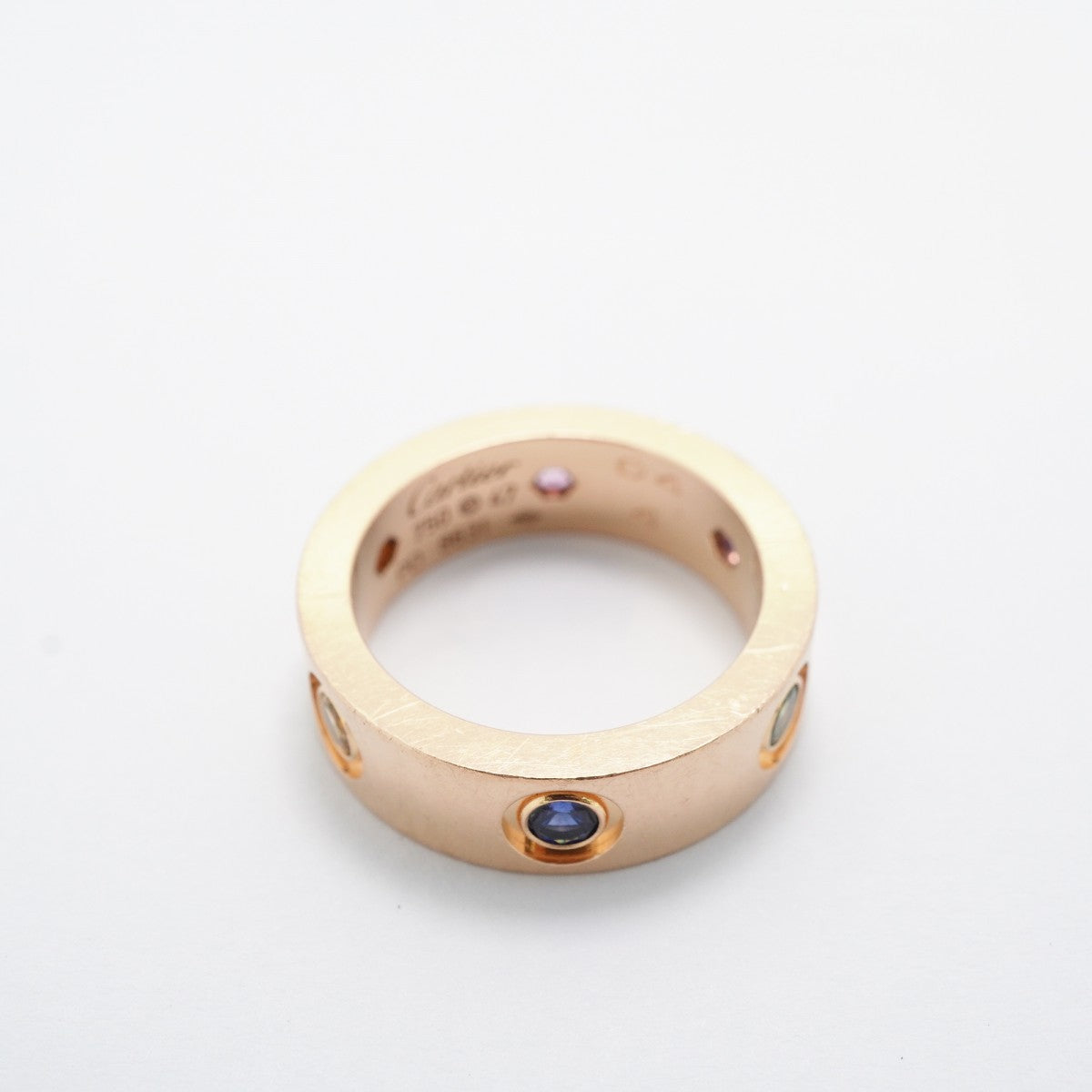 【6jfb0698】カルティエ リング ラブ K18PG ピンクゴールド マルチストーン マルチカラー ＃47【中古】レディース