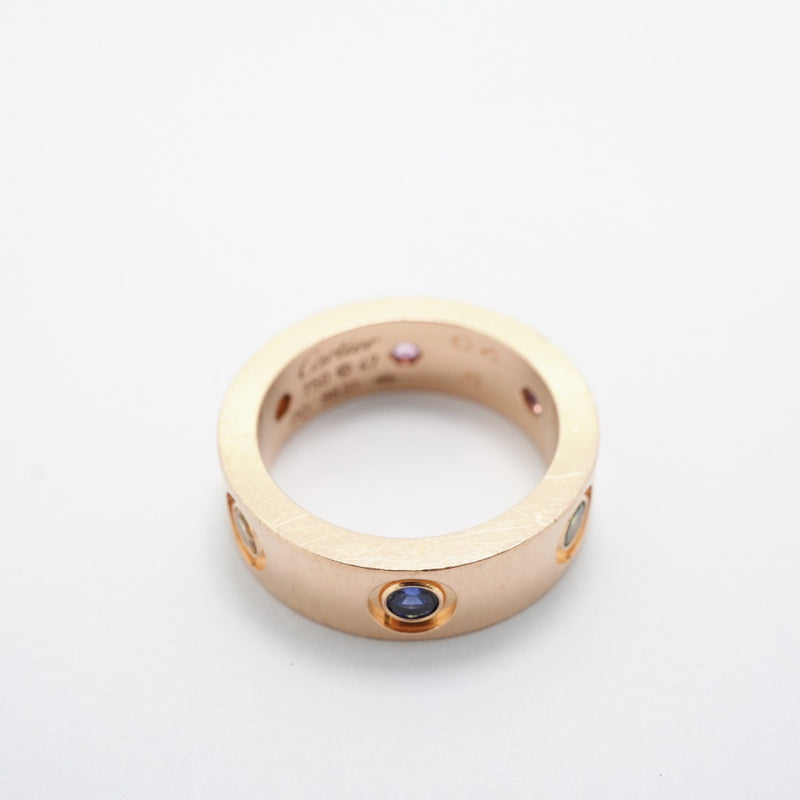 【6jfb0698】カルティエ リング ラブ K18PG ピンクゴールド マルチストーン マルチカラー ＃47【中古】レディース