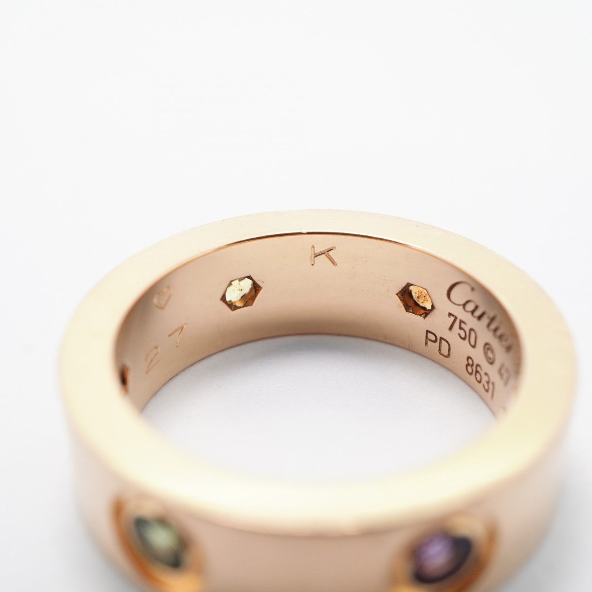 【6jfb0698】カルティエ リング ラブ K18PG ピンクゴールド マルチストーン マルチカラー ＃47【中古】レディース