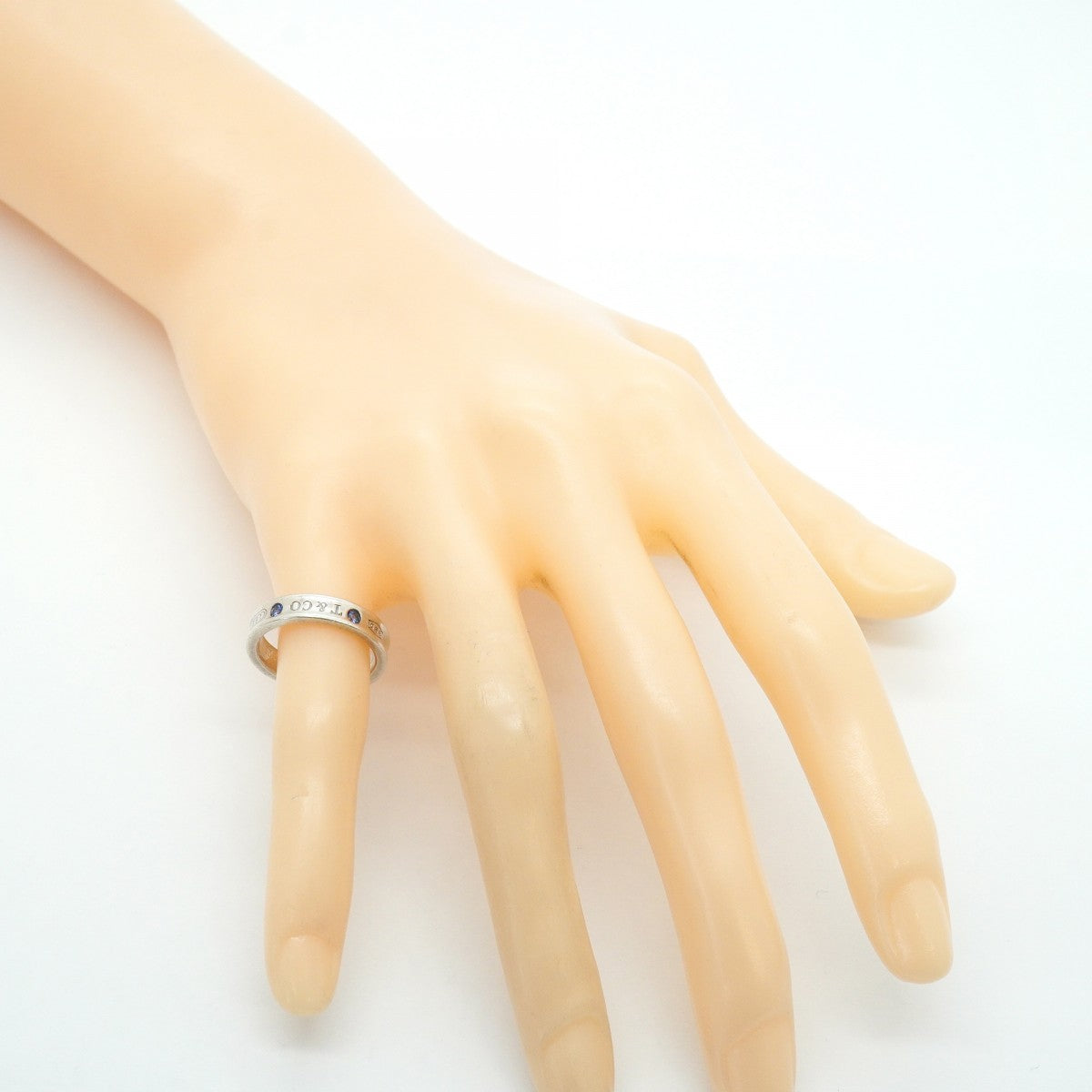 【6jfb0704】ティファニー リング ナロー シルバー925 サファイア ブルー 9号【中古】レディース