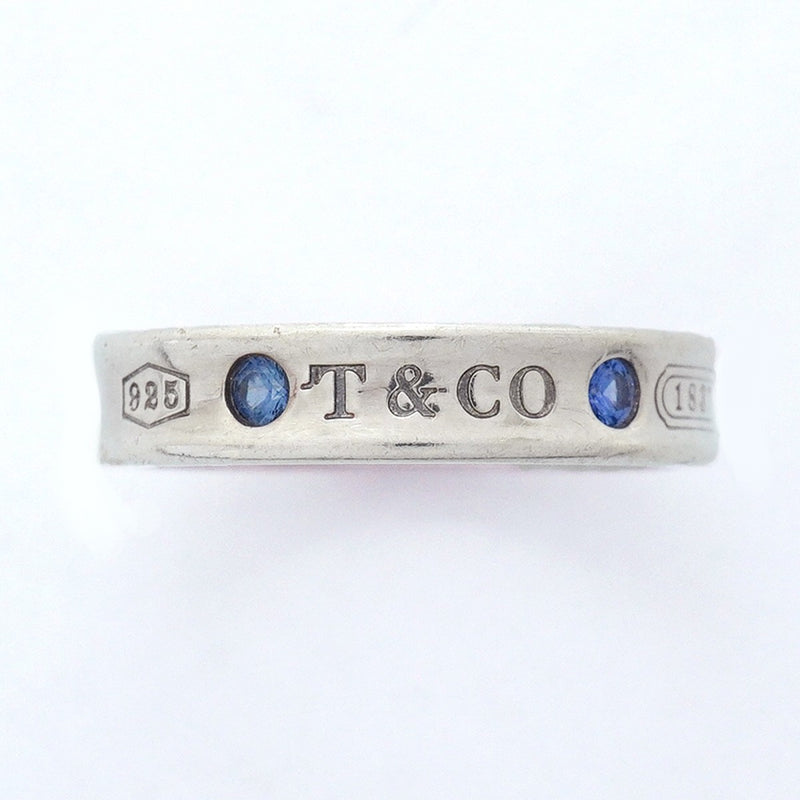 【6jfb0704】ティファニー リング ナロー シルバー925 サファイア ブルー 9号【中古】レディース