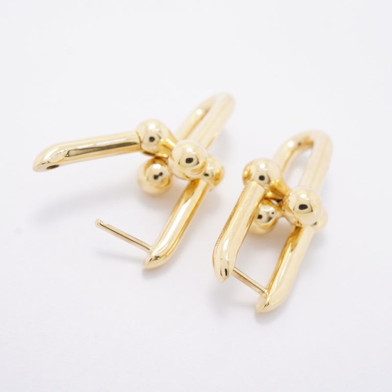【6jfb0724】ティファニー ピアス ハードウェア/ミディアムリンク K18YG イエローゴールド【中古】レディース