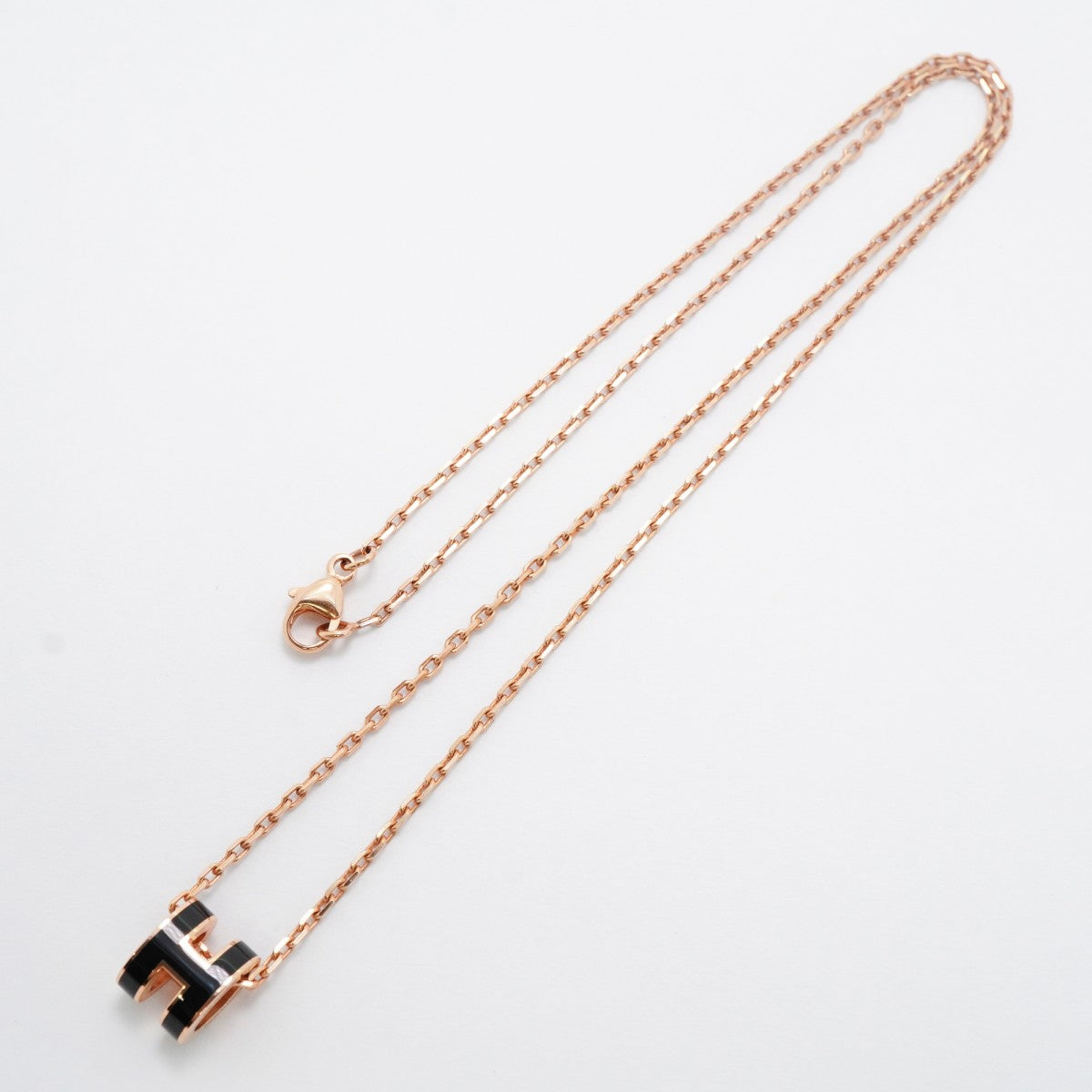 【6jfb0728】エルメス ネックレス ミニポップアッシュ GPメッキ ブラック ピンクゴールド【中古】レディース