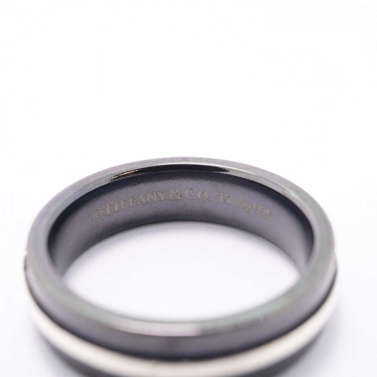 【6jfb0731-k】ティファニー リング T TWO シルバー925 チタン ブラック 14号【中古】レディース