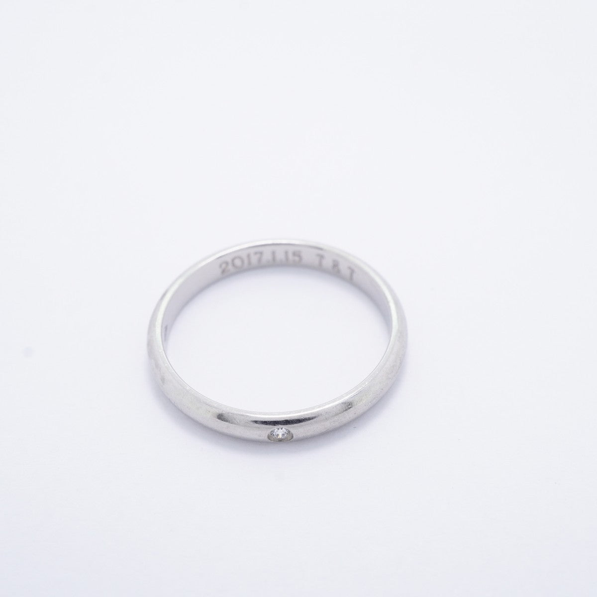 【6jfb0755】カルティエ リング クラシック 1PD Pt950 プラチナ ダイヤモンド ＃53【中古】レディース