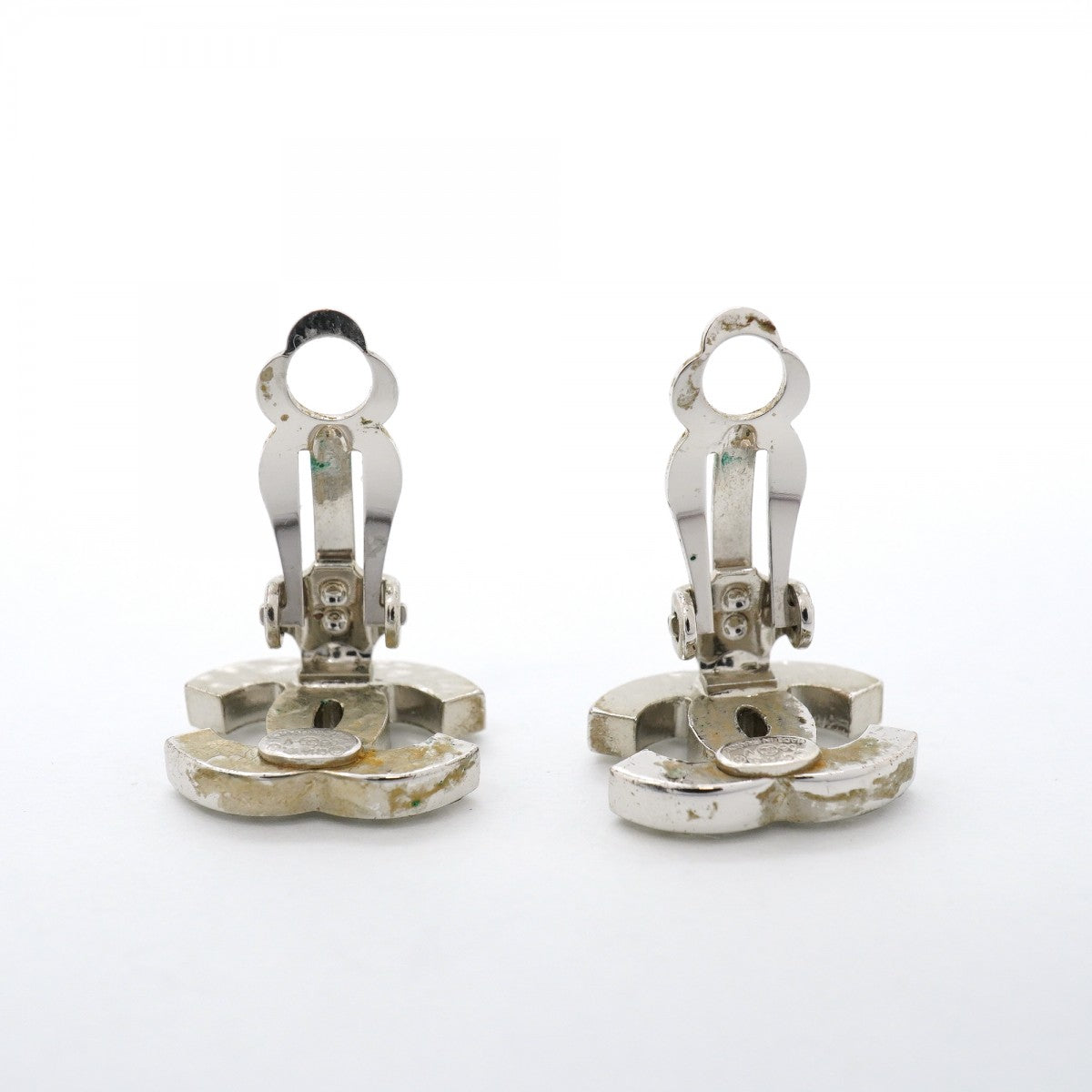 【6jfb0757-k】シャネル イヤリング ココマーク メタル ラインストーン シルバー【中古】レディース