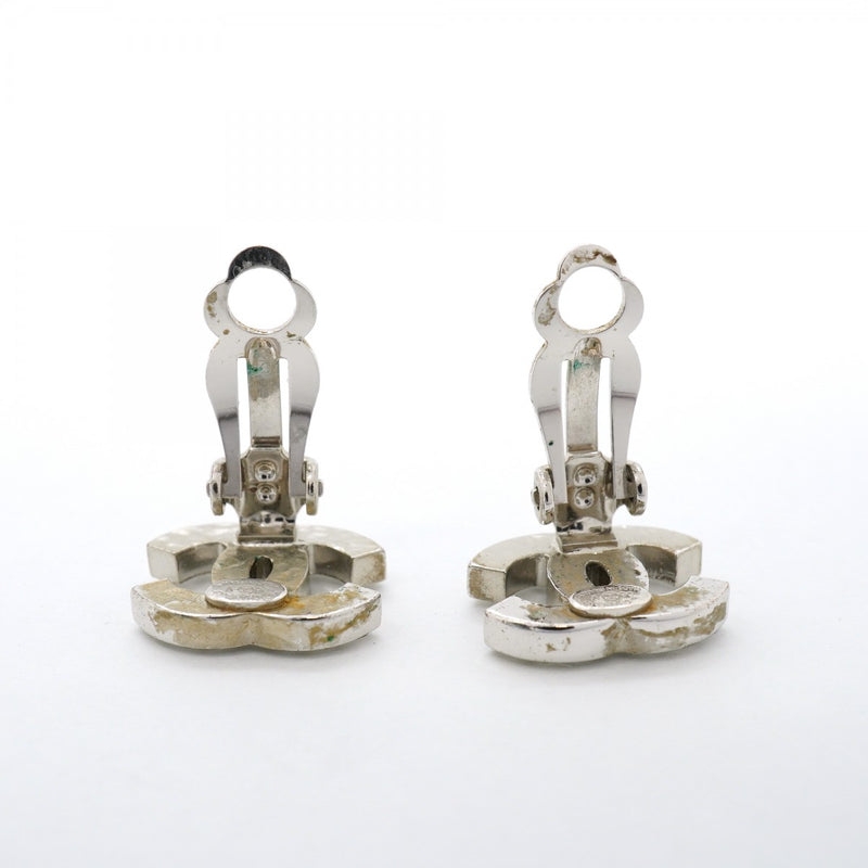 【6jfb0757-k】シャネル イヤリング ココマーク メタル ラインストーン シルバー【中古】レディース