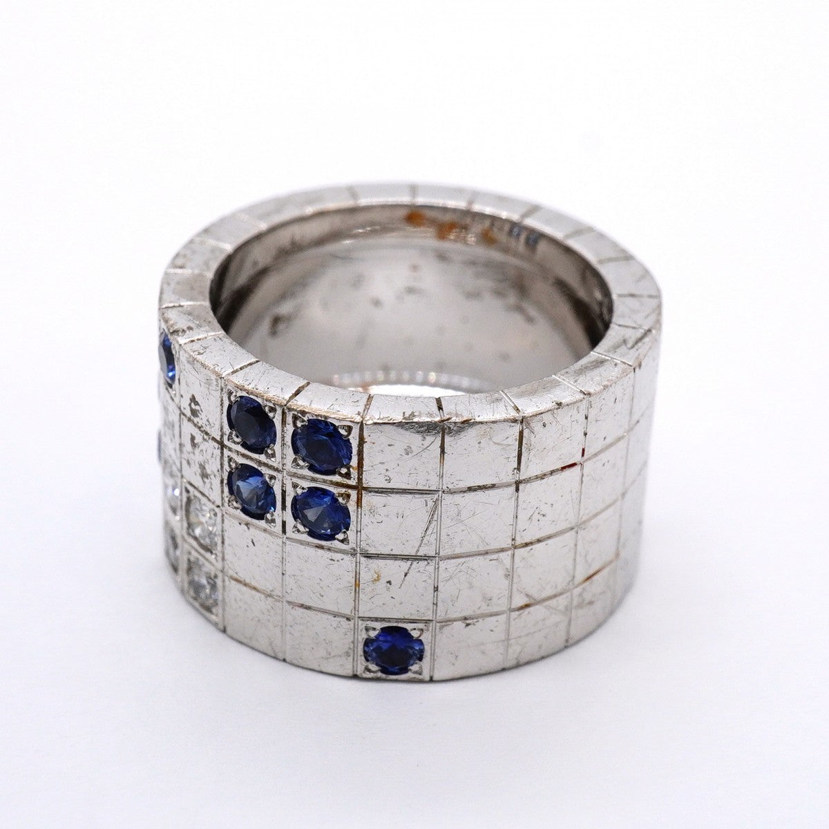 【6jfb0771】カルティエ リング パイエット K18WG ホワイトゴールド ダイヤモンド サファイア ブルー ＃51【中古】レディース