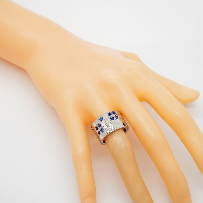 【6jfb0771】カルティエ リング パイエット K18WG ホワイトゴールド ダイヤモンド サファイア ブルー ＃51【中古】レディース