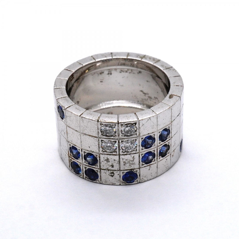 【6jfb0771】カルティエ リング パイエット K18WG ホワイトゴールド ダイヤモンド サファイア ブルー ＃51【中古】レディース