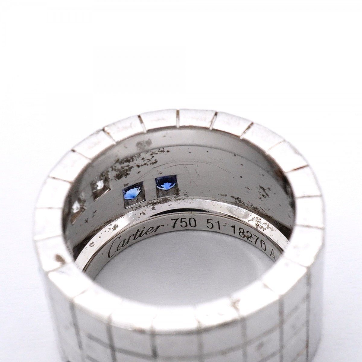 【6jfb0771】カルティエ リング パイエット K18WG ホワイトゴールド ダイヤモンド サファイア ブルー ＃51【中古】レディース