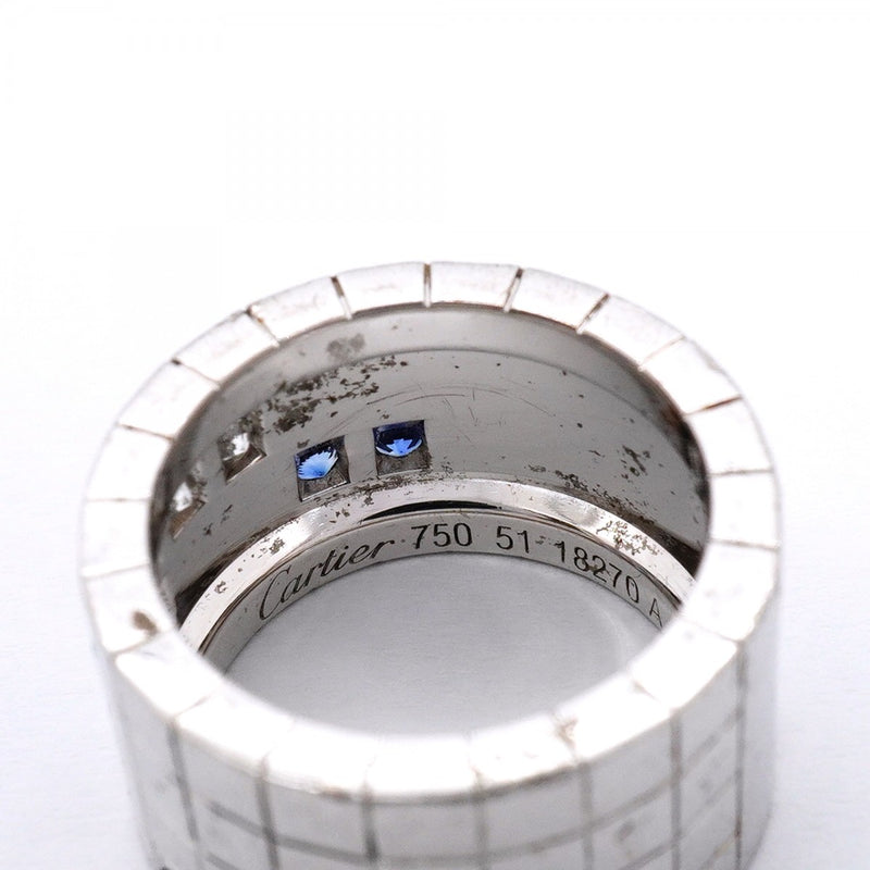 【6jfb0771】カルティエ リング パイエット K18WG ホワイトゴールド ダイヤモンド サファイア ブルー ＃51【中古】レディース