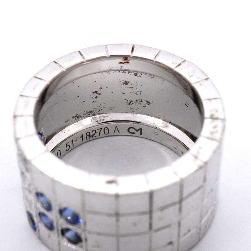 【6jfb0771】カルティエ リング パイエット K18WG ホワイトゴールド ダイヤモンド サファイア ブルー ＃51【中古】レディース