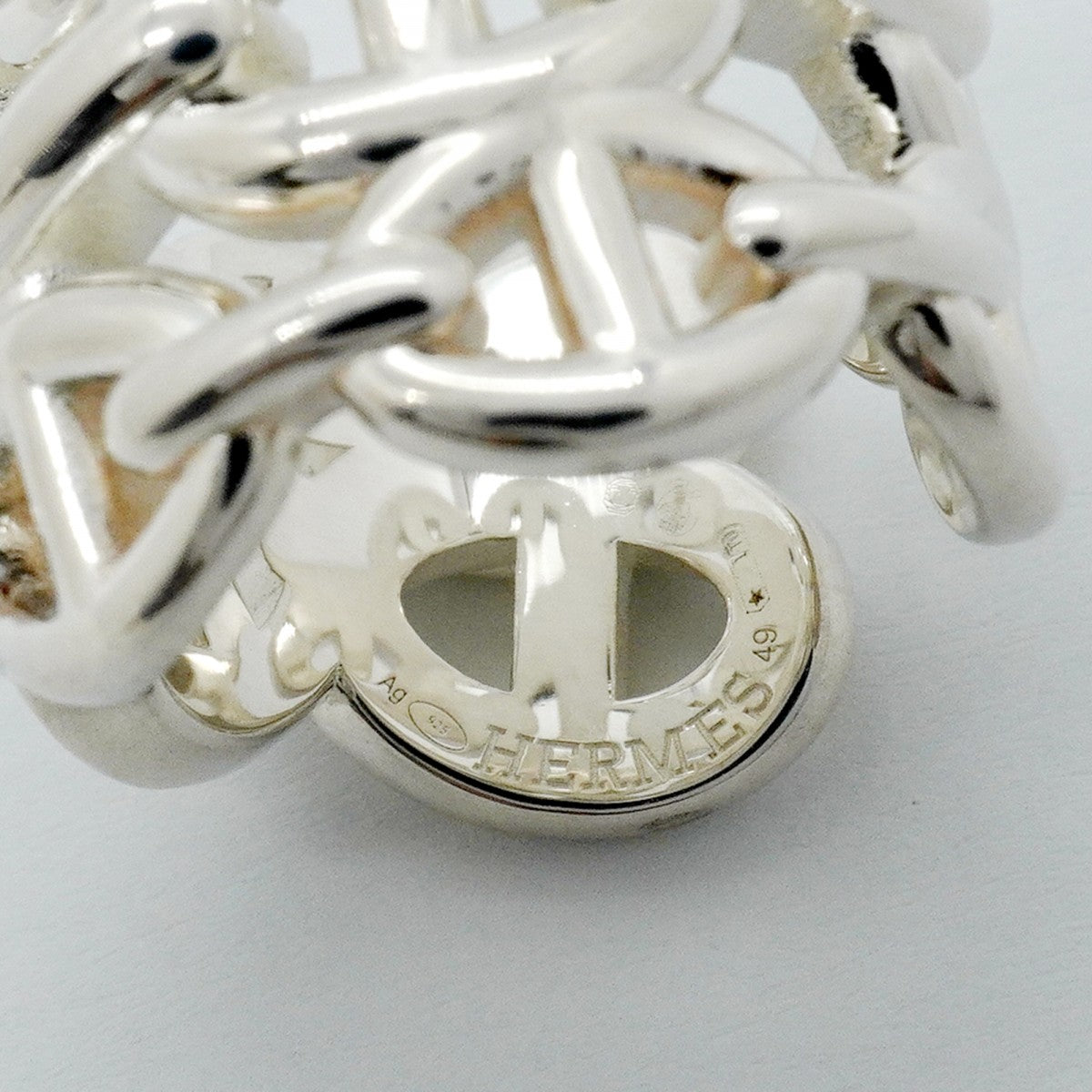 【6jfb0787】エルメス リング アンシェネ シェーヌダンクル/GM シルバー925 ＃49【中古】レディース