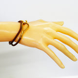 【6jfb0803】エルメス ブレスレット ジャンボフック GPメッキ レザー ゴールド ブラウン【中古】レディース
