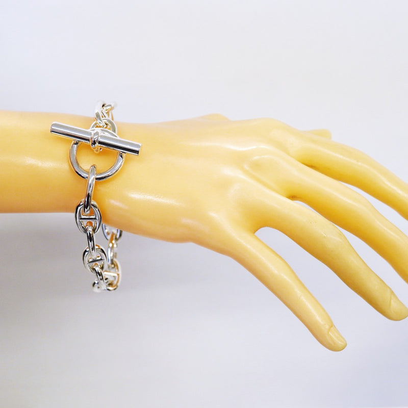 【6jfb0804】エルメス ブレスレット シェーヌダンクル GM 15コマ シルバー925【中古】メンズ